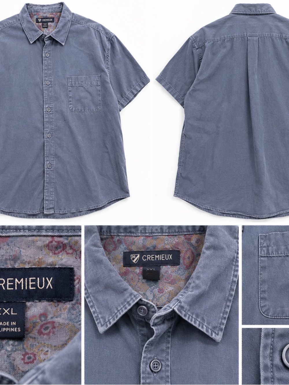 Daniel Cremieux Short Sleeve Button-Down Shirt - Slate Blue